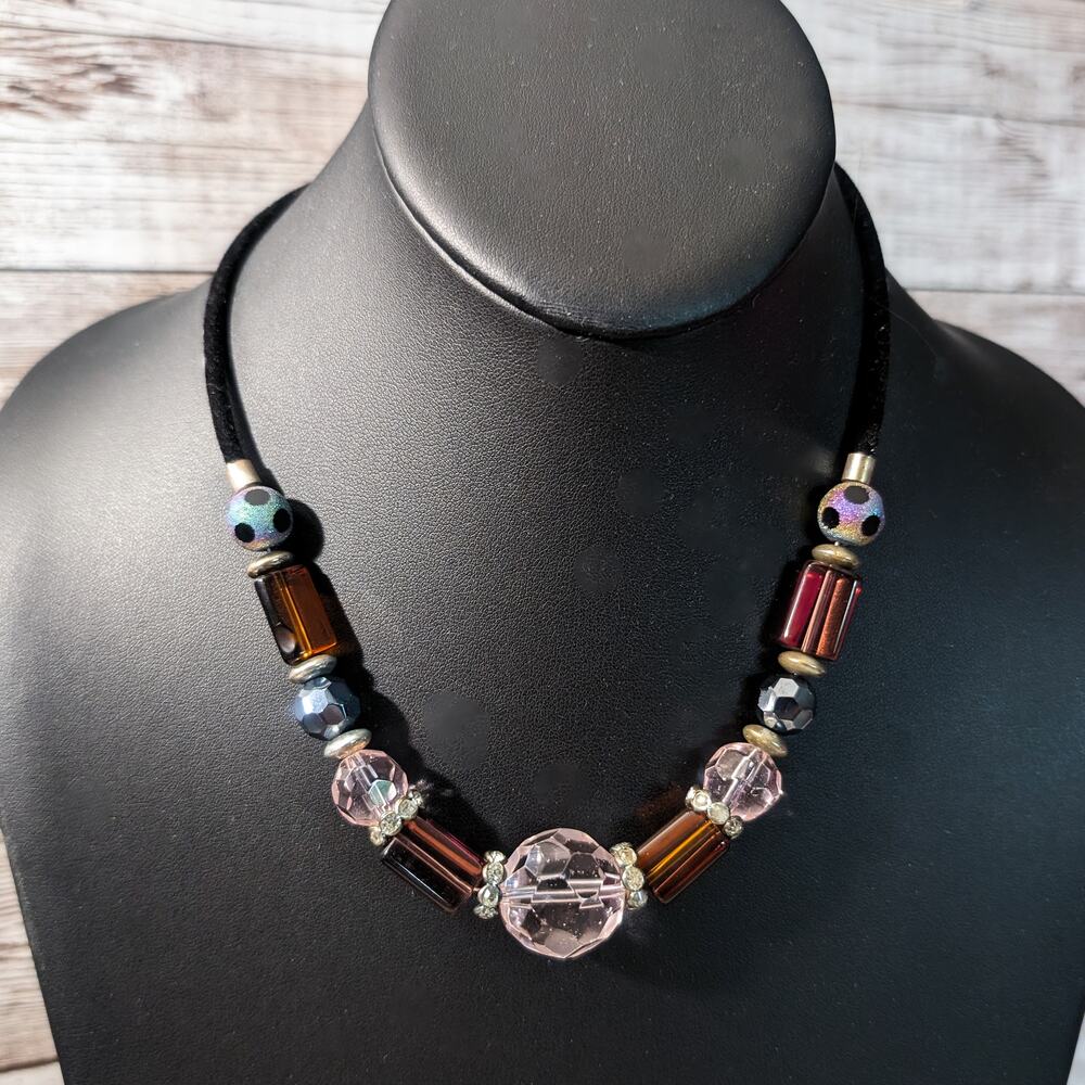 Vintage Necklace Unusual Multi Color Beaded